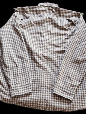 Eddie Bauer Brown and White Gingham Button-Down Shirt